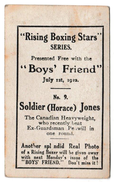 Boys' Friend - 'Rising Boxing Stars' (1922) - Soldier (Horace) Jones Boys' Friend - 'Rising Boxing Stars' (1922) - Soldier (Horace) Jones