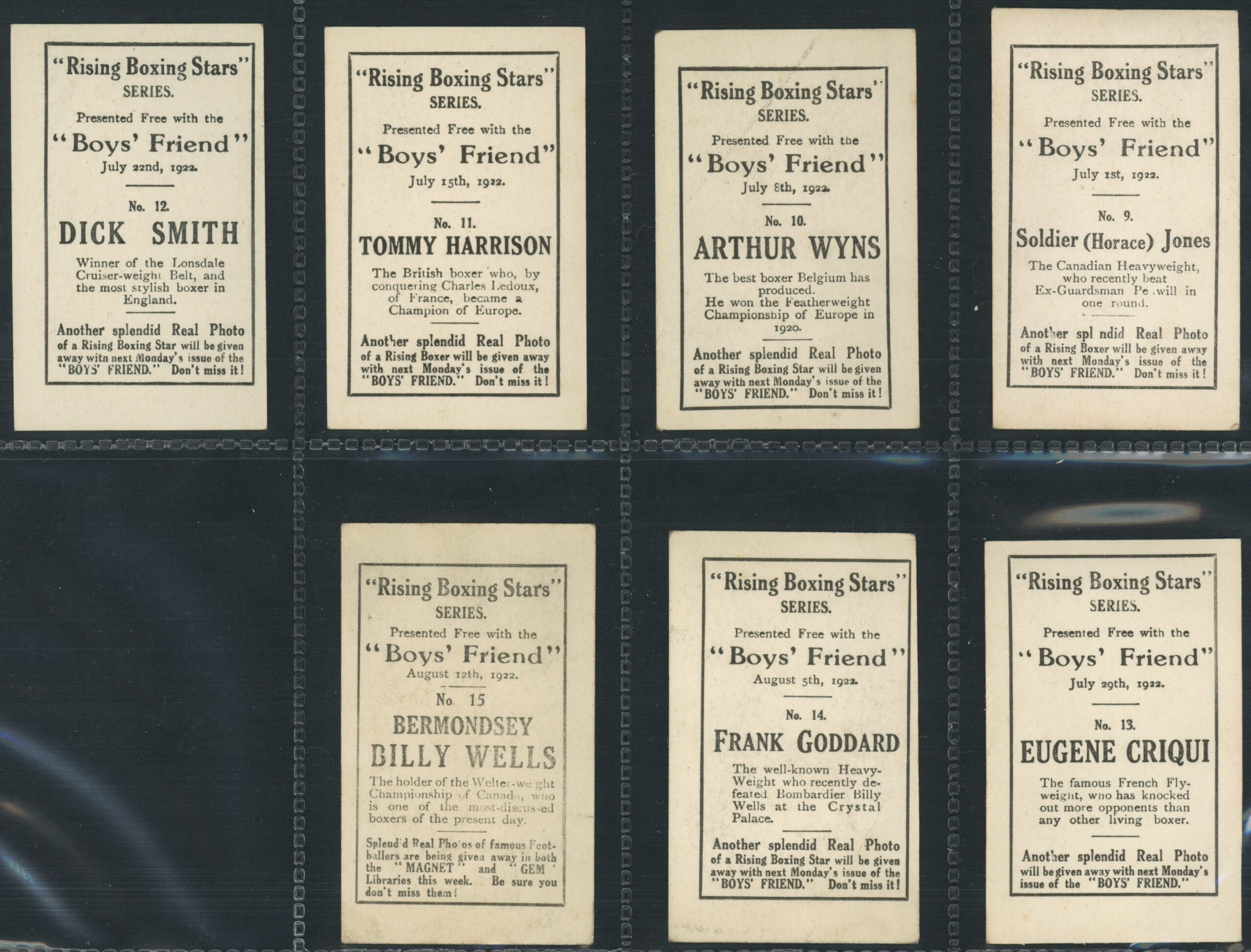 Boys' Friend - 'Rising Boxing Stars' Complete Set (1922) Boys' Friend - 'Rising Boxing Stars' Complete Set (1922)