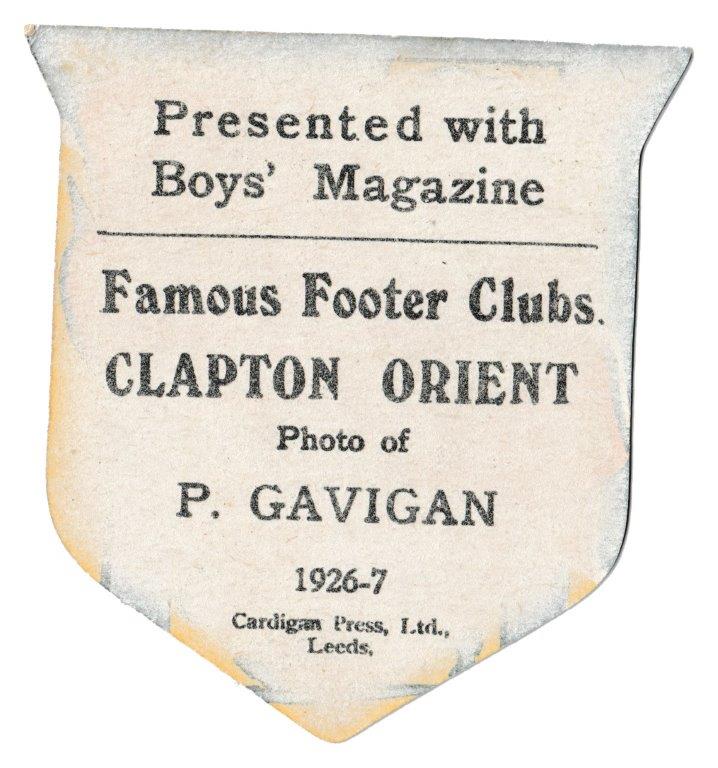 Boys' Magazine - 'Famous Footer Clubs' - (1926) - Clapton Orient (R. Gavigan) Boys' Magazine - 'Famous Footer Clubs' - (1926) - Clapton Orient (R. Gavigan)