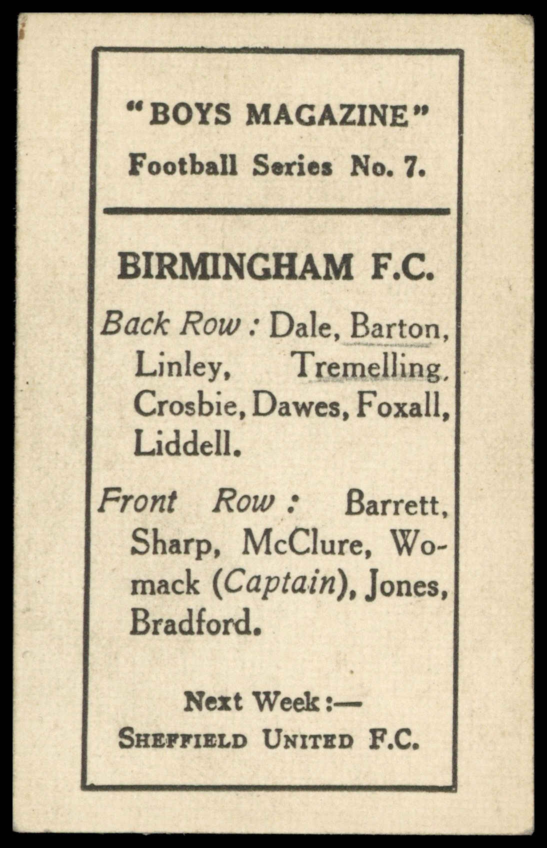 Boys' Magazine - 'Football Series' (1923) - Birmingham FC Boys' Magazine - 'Football Series' (1923) - Birmingham FC