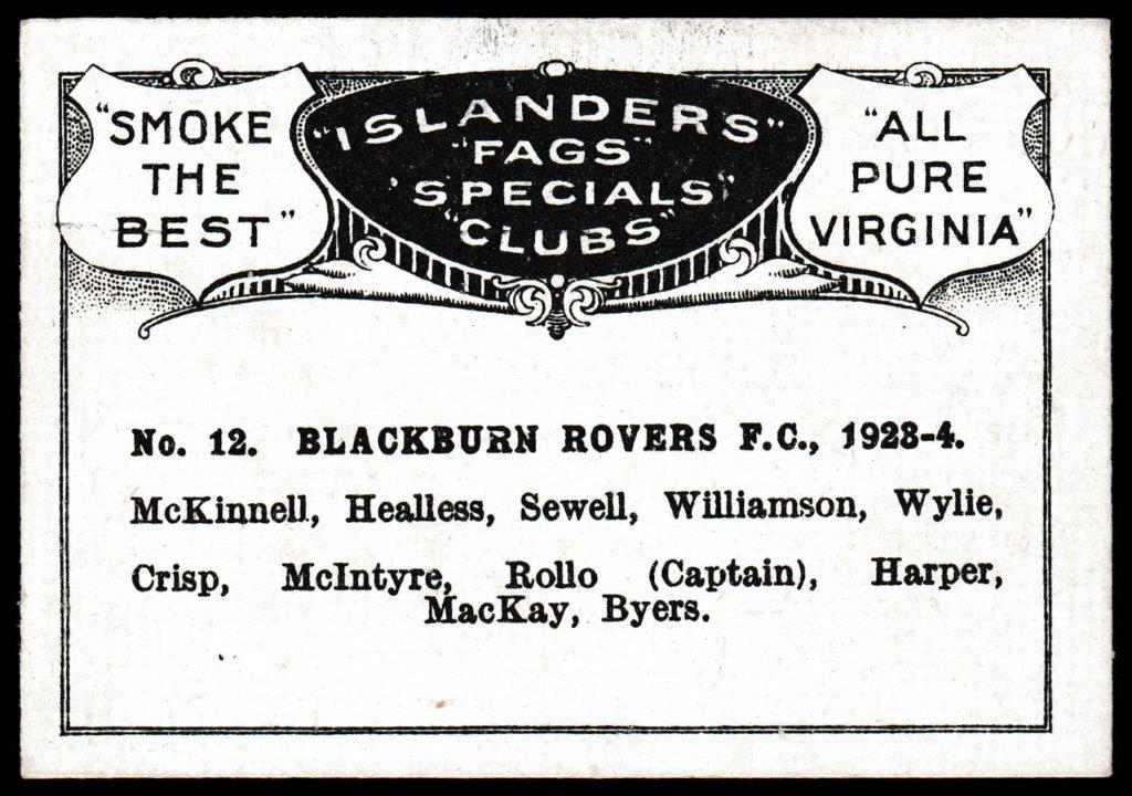 Bucktrout - 'Football Teams' (1924) - Blackburn Rovers F.C. 1923-4 Bucktrout - 'Football Teams' (1924) - Blackburn Rovers F.C. 1923-4