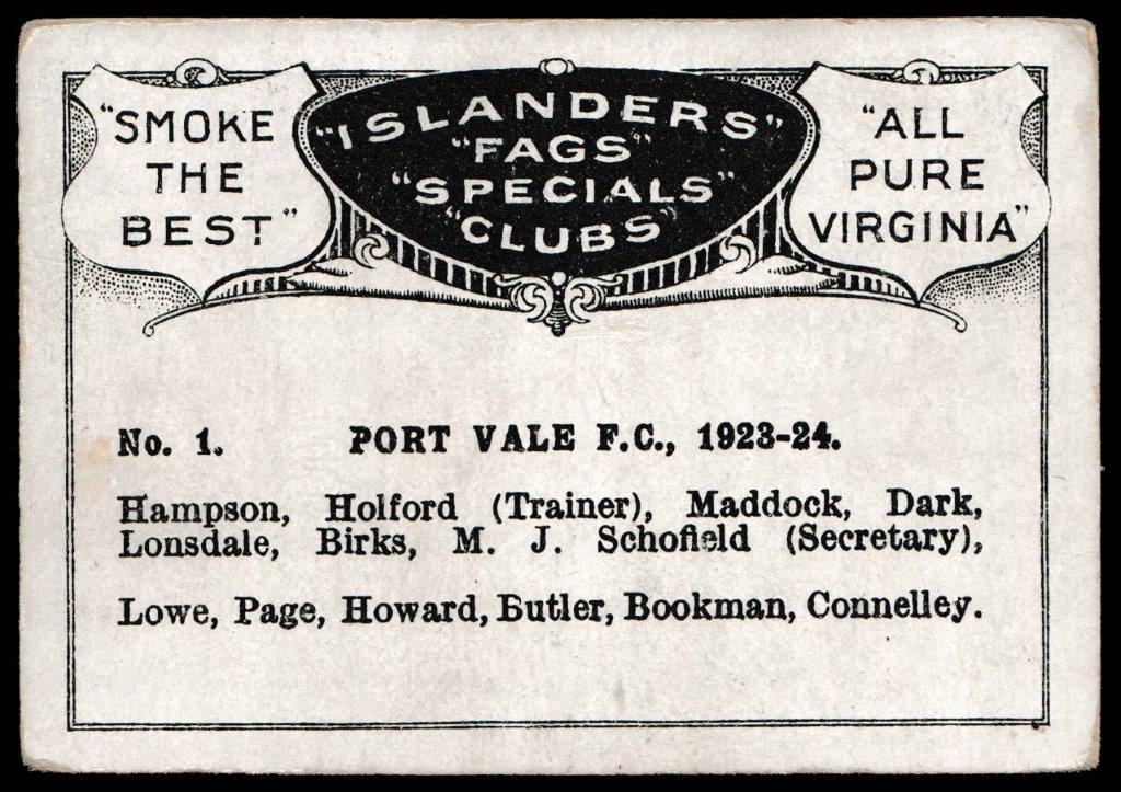 Bucktrout - 'Football Teams' (1924) - Port Vale F.C. Bucktrout - 'Football Teams' (1924) - Port Vale F.C.
