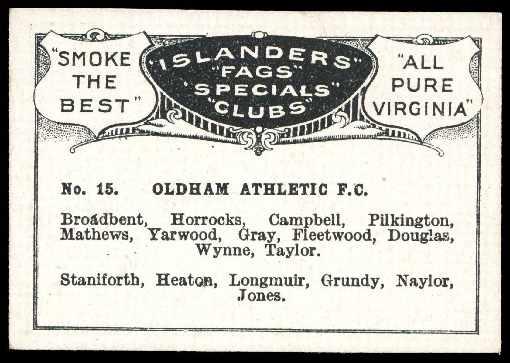Bucktrout - 'Football Teams' (1924) - #15 - Oldham Athletic F.C. Bucktrout - 'Football Teams' (1924) - #15 - Oldham Athletic F.C.