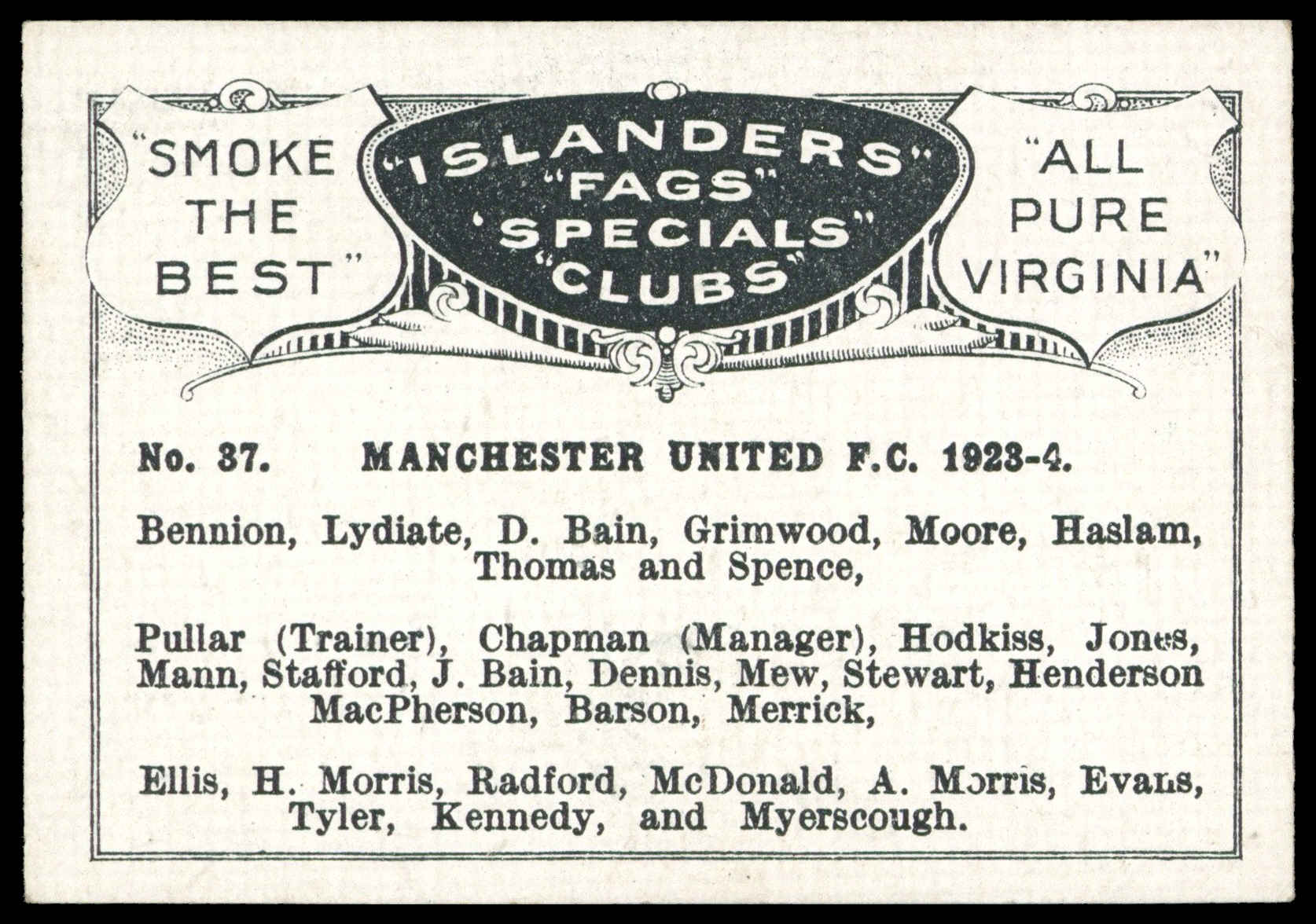 Bucktrout - 'Football Teams' (1924) - #37 - Manchester United F.C. Bucktrout - 'Football Teams' (1924) - #37 - Manchester United F.C.