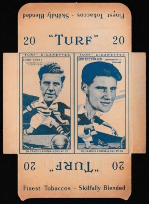 Carreras - 'Famous Footballers (Turf Pairs)' (1951) - Evans (Celtic) & Dickinson (Portsmouth) Carreras - 'Famous Footballers (Turf Pairs)' (1951) - Evans (Celtic) & Dickinson (Portsmouth)