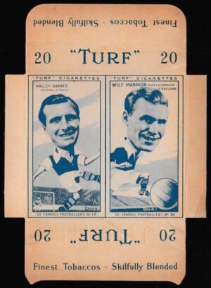 Carreras - 'Famous Footballers (Turf Pairs)' (1951) - Barnes (Arsenal) & Mannion (Middlesbrough) Carreras - 'Famous Footballers (Turf Pairs)' (1951) - Barnes (Arsenal) & Mannion (Middlesbrough)