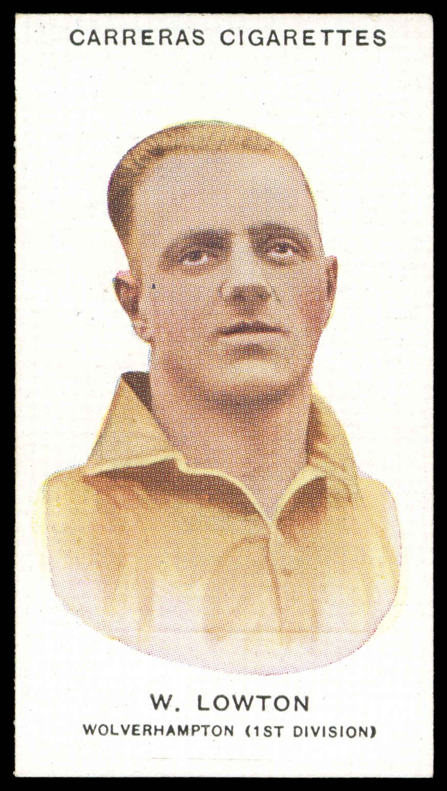 Carreras - 'Footballers (26mm)' (1934) - #7 - W. Lowton (Wolverhampton Wanderers) Carreras - 'Footballers (26mm)' (1934) - #7 - W. Lowton (Wolverhampton Wanderers)