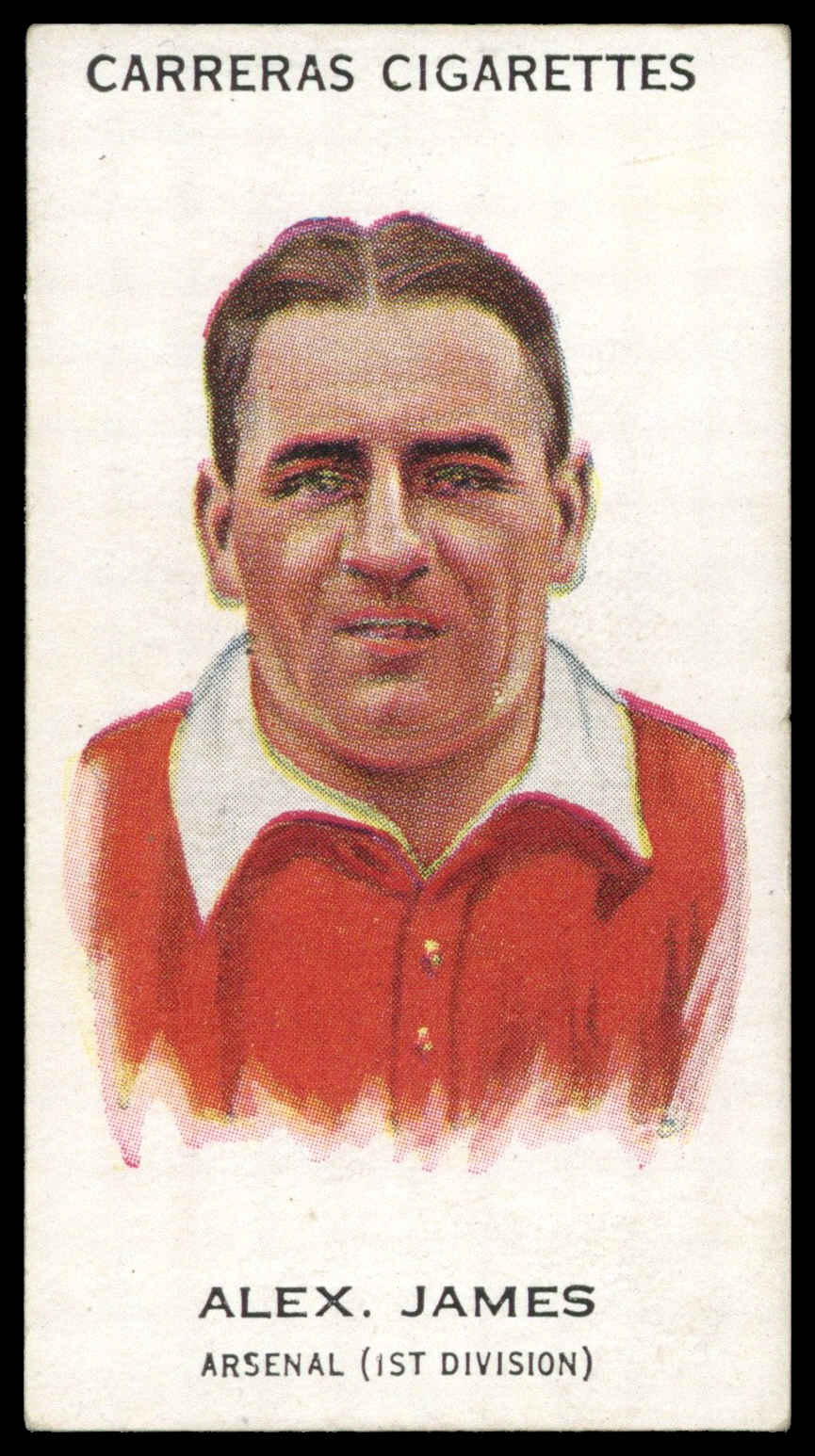 Carreras - 'Footballers (27mm)' (1934) - #1 - Alex James (Arsenal) Carreras - 'Footballers (27mm)' (1934) - #1 - Alex James (Arsenal)