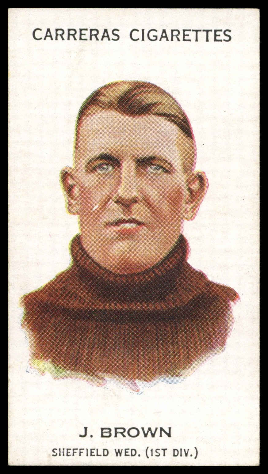 Carreras - 'Footballers (27mm)' (1934) - #38 - J. Brown (Sheffield Wednesday) Carreras - 'Footballers (27mm)' (1934) - #38 - J. Brown (Sheffield Wednesday)