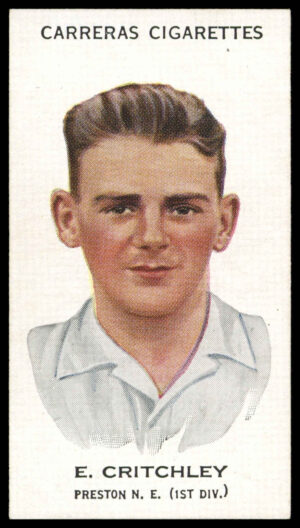 Carreras - 'Footballers (27mm)' (1934) - #62 - E. Critchley (Preston North End) Carreras - 'Footballers (27mm)' (1934) - #62 - E. Critchley (Preston North End)