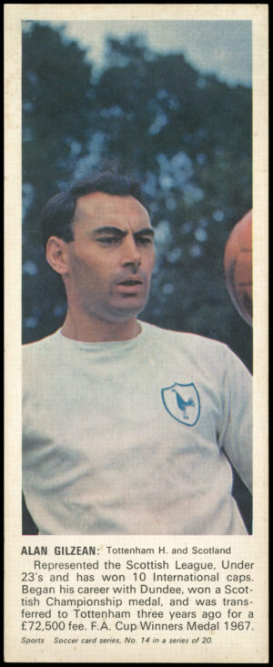 Carr's Biscuits - 'Soccer Card Series' #14 - Alan Gilzean (Tottenham Hotspur) (1967)