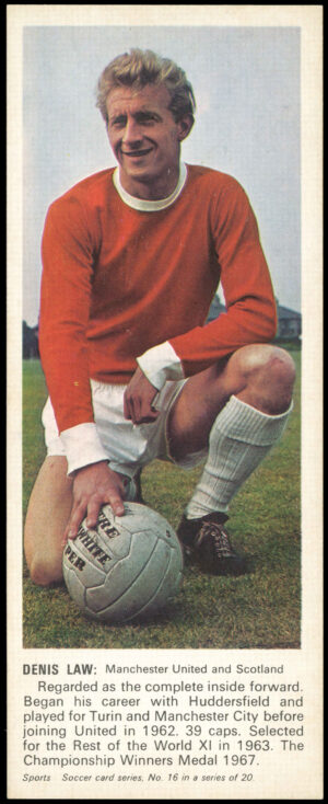 Carr's Biscuits - 'Soccer Card Series' #16 - Denis Law (Manchester United) (1967)