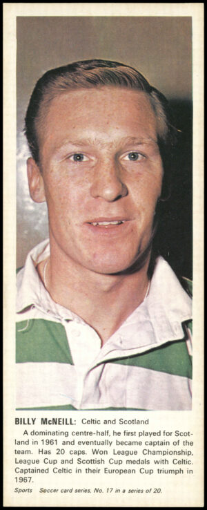 Carr's Biscuits - 'Soccer Card Series' #17 - Billy McNeill (Celtic) (1967)