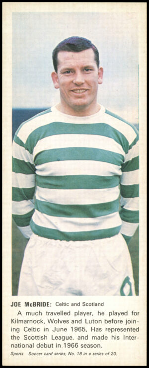 Carr's Biscuits - 'Soccer Card Series' #18 - Joe McBride (Celtic) (1967)