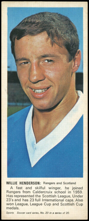 Carr's Biscuits - 'Soccer Card Series' #20 - Willie Henderson (Rangers) (1967)
