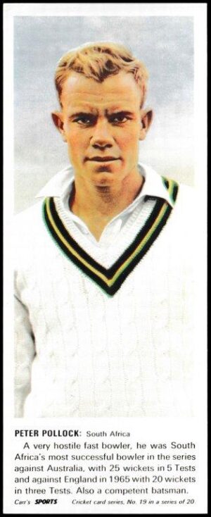 Carr's Biscuits - 'Cricketers' - Card #19 - Peter Pollock (South Africa)