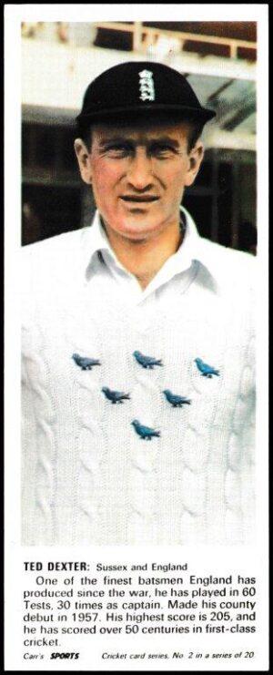 Carr's Biscuits - 'Cricketers' - Card #2 - Ted Dexter (Sussex)