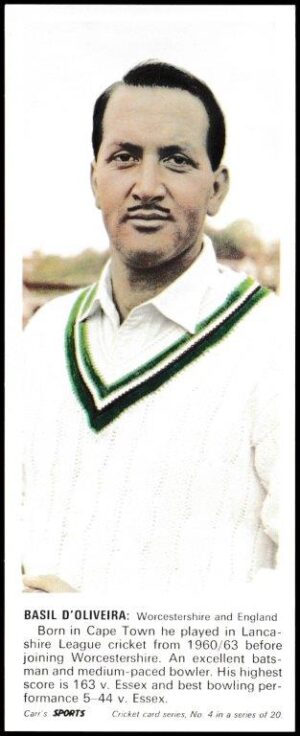Carr's Biscuits - 'Cricketers' - Card #4 - Basil D'Oliveira (Worcs)