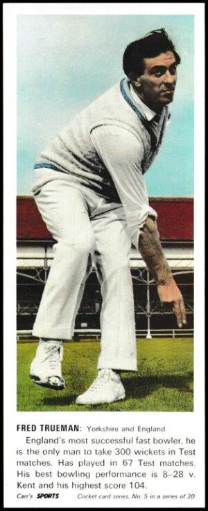 Carr's Biscuits - 'Cricketers' - Card #5 - Fred Trueman (Yorkshire) Carr's Biscuits - 'Cricketers' - Card #5 - Fred Trueman (Yorkshire)