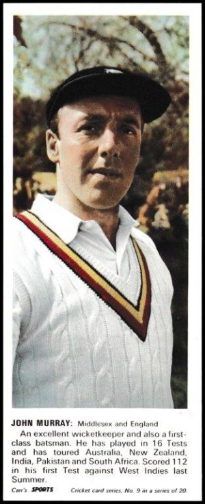 Carr's Biscuits - 'Cricketers' - Card #9 - John Murray (Middlesex)