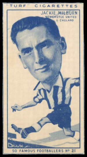 Carreras - 'Famous Footballers (Turf Singles)' (1951) - Jackie Milburn (Newcastle Utd)