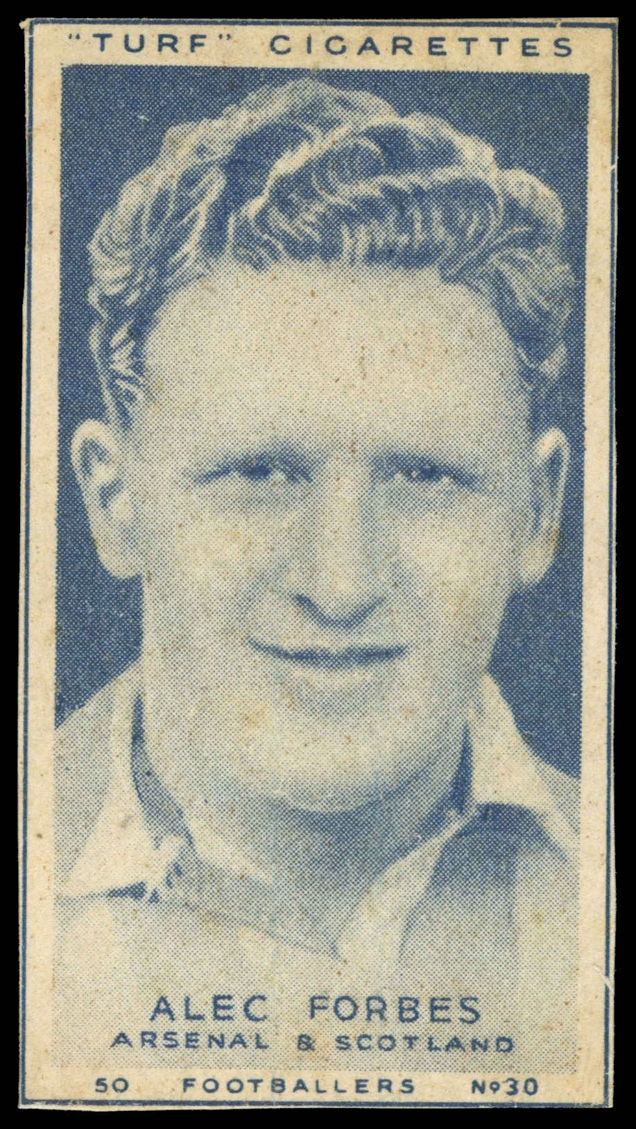 Carreras - 'Footballers (Turf Singles)' (1951) - Alec Forbes (Arsenal) Carreras - 'Footballers (Turf Singles)' (1951) - Alec Forbes (Arsenal)