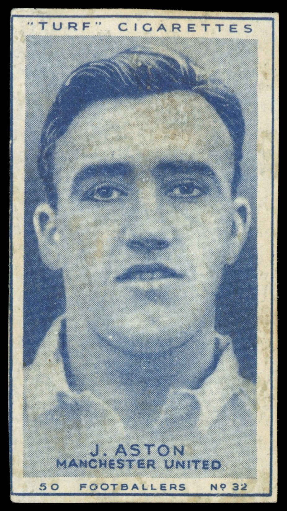 Carreras - 'Footballers (Turf Singles)' (1951) - J. Aston (Manchester United) Carreras - 'Footballers (Turf Singles)' (1951) - J. Aston (Manchester United)