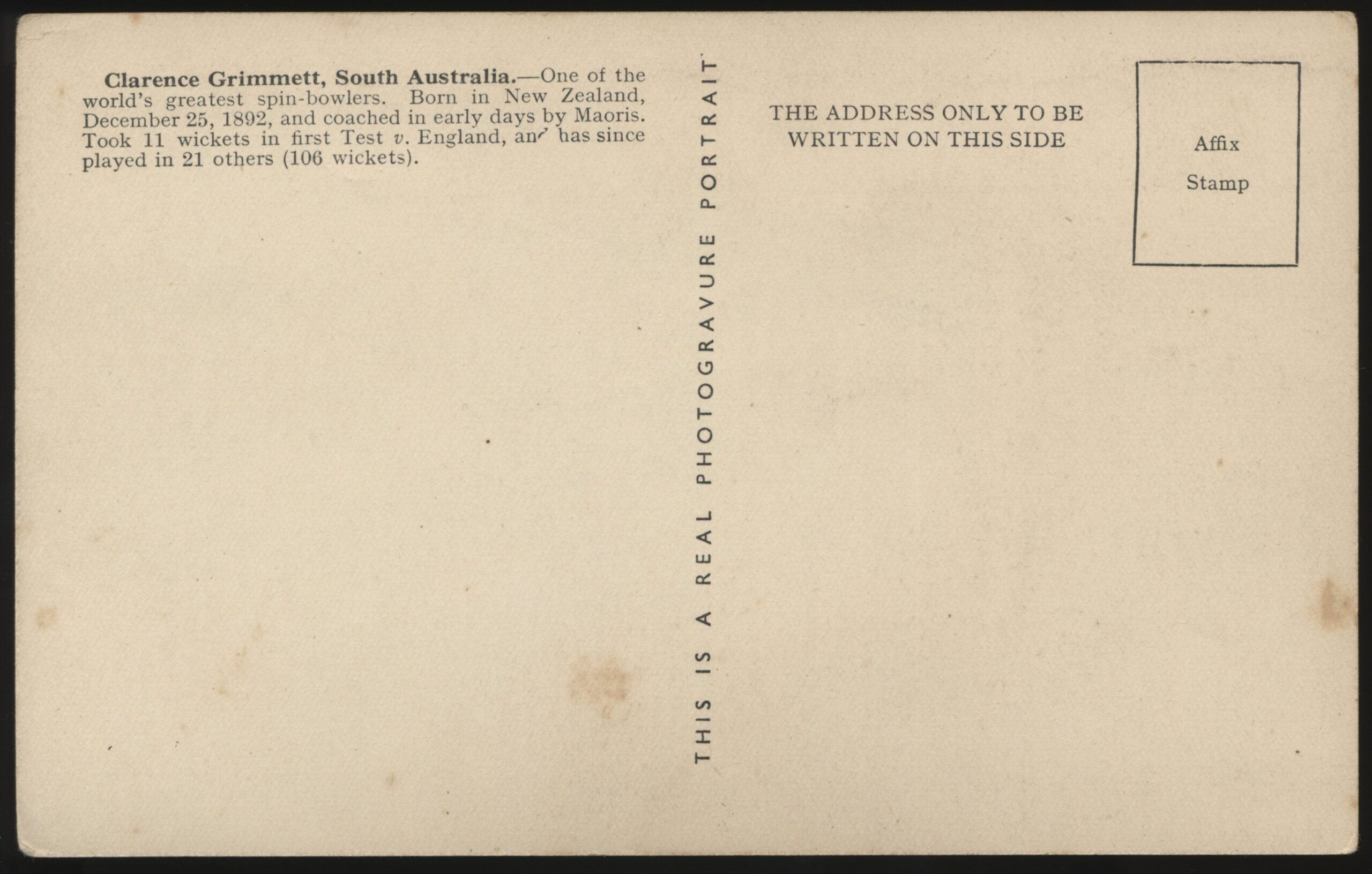 Photogravure - 'C Grimmett Postcard' (c1932) - Unposted Photogravure - 'C Grimmett Postcard' (c1932) - Unposted