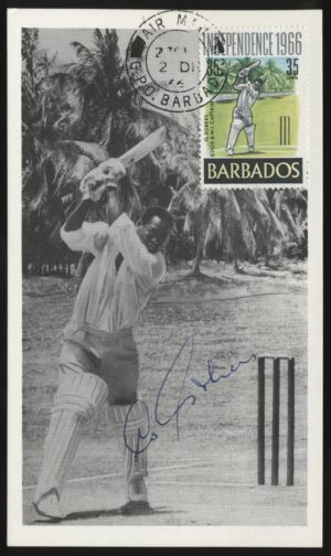 PP & P - 'Sir Garfield Sobers Autographed Postcard' (1966) - Postmarked Barbados 2-Dec-1966