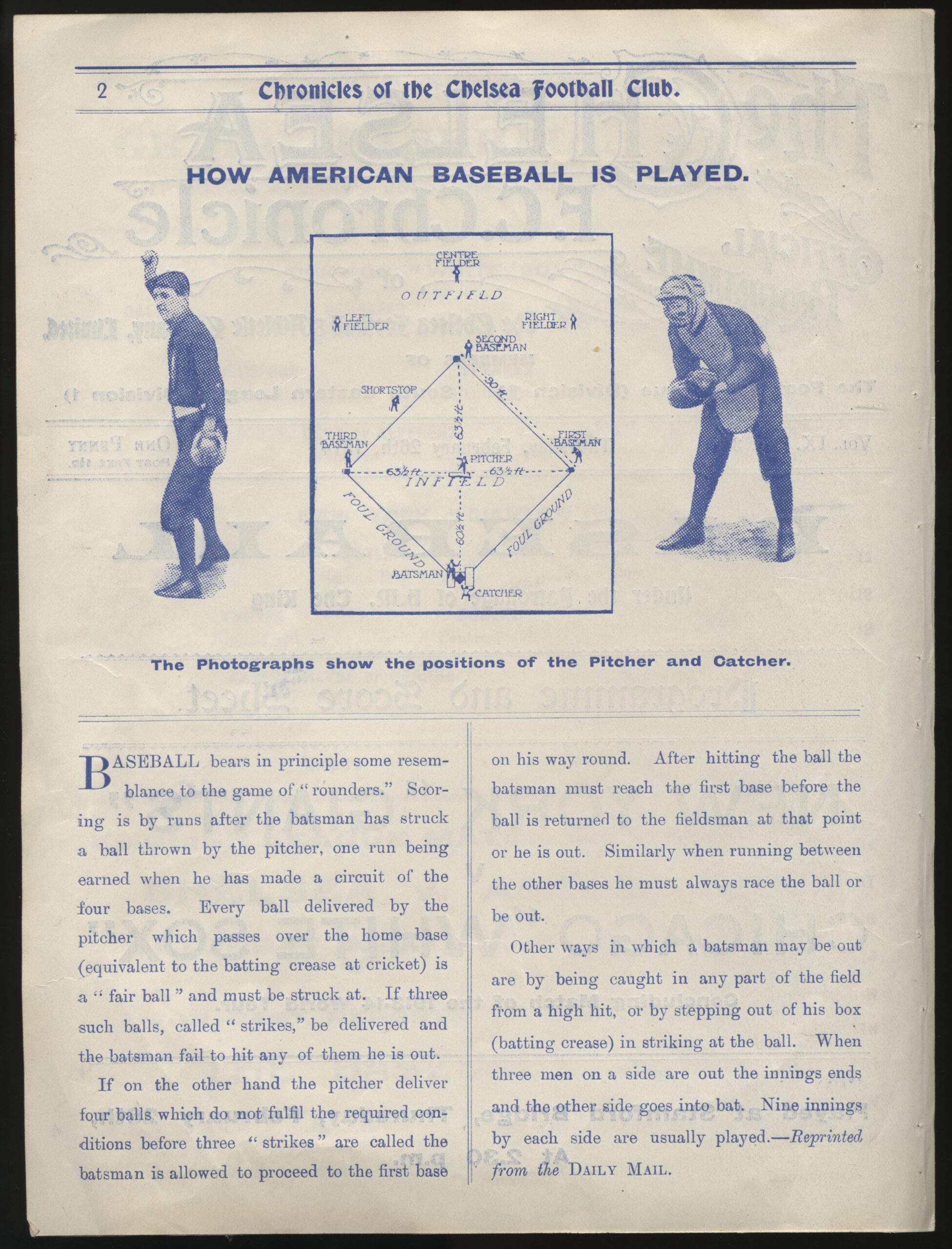 Chelsea FC - 'New York Giants v Chicago White Sox Final World Tour Match London' (1914) - British Baseball Programme Chelsea FC - 'New York Giants v Chicago White Sox Final World Tour Match London' (1914) - British Baseball Programme