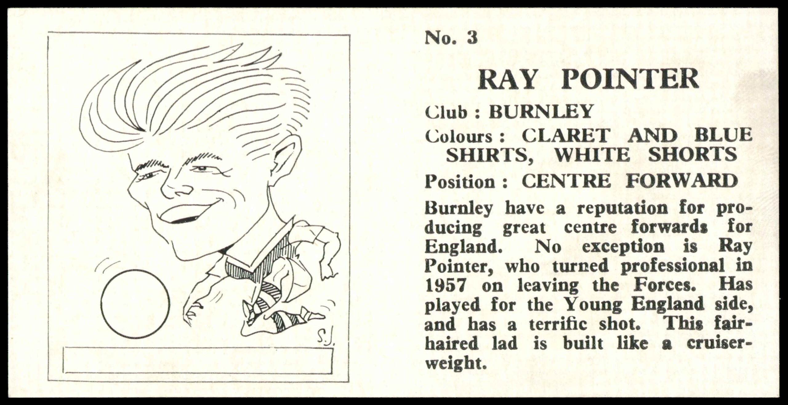 Chix - 'Footballers (Double)' (1960) - #3 - Ray Pointer (Burnley) Chix - 'Footballers (Double)' (1960) - #3 - Ray Pointer (Burnley)