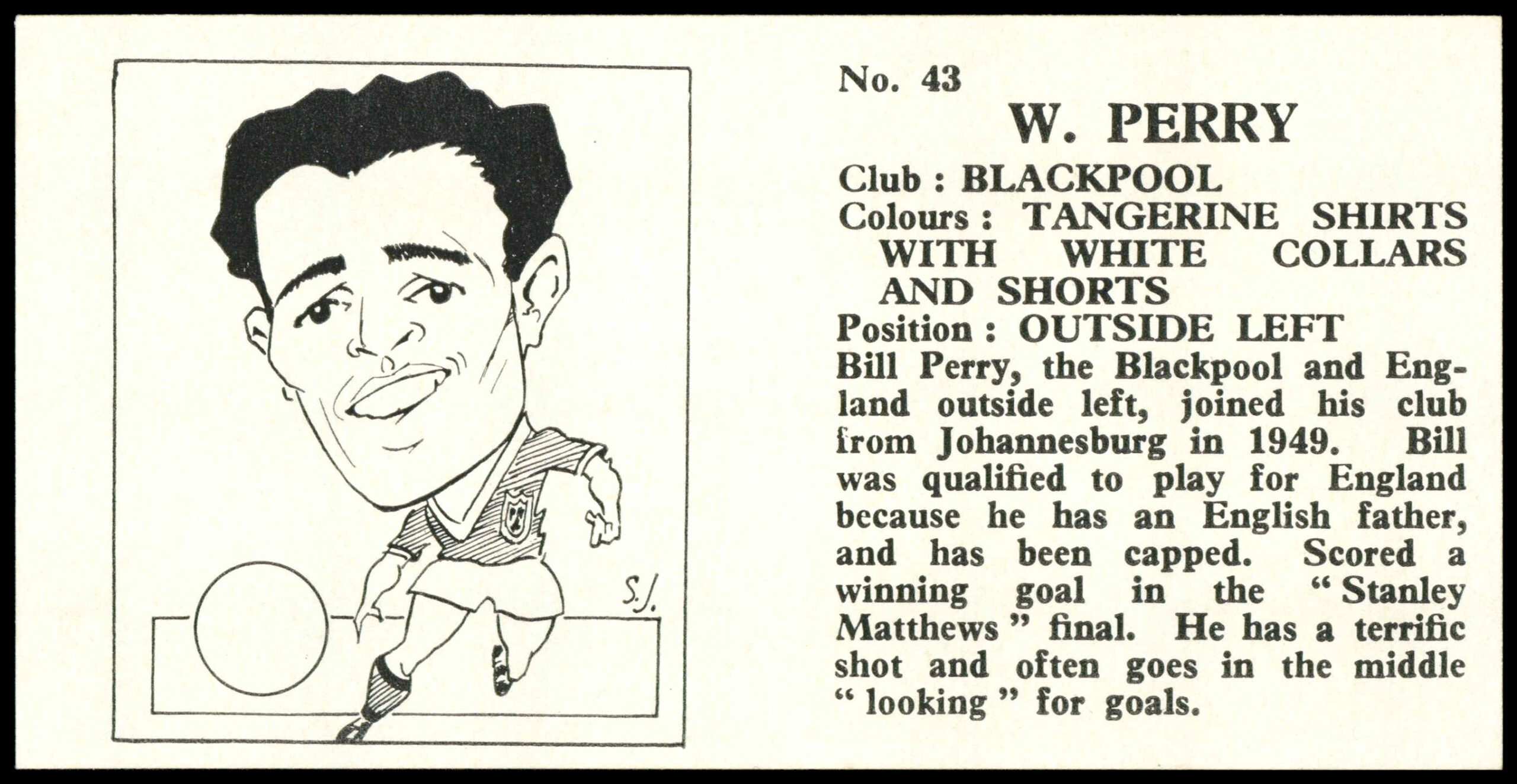Chix - 'Footballers (Double)' (1960) - #43 - W. Perry (Blackpool) Chix - 'Footballers (Double)' (1960) - #43 - W. Perry (Blackpool)