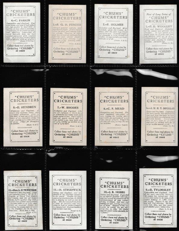 Chums - 'Cricketers' (1923) - Complete Set Chums - 'Cricketers' (1923) - Complete Set