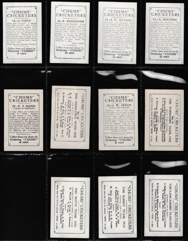 Chums - 'Cricketers' (1923) - Complete Set Chums - 'Cricketers' (1923) - Complete Set