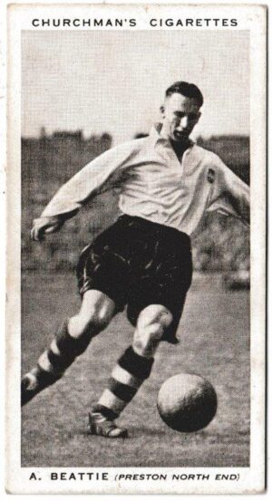 Churchman (W.A. & A.C) - 'Association Footballers' (1938) - Card #1 - A. Beattie (Preston North End)