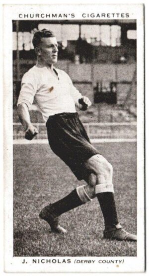 Churchman (W.A. & A.C) - 'Association Footballers' (1938) - Card #32 - J. Nicholas (Derby County)