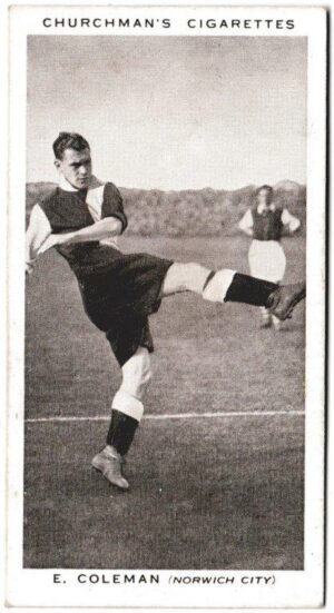Churchman (W.A. & A.C) - 'Association Footballers' (1938) - Card #6 - E. Coleman (Norwich City)
