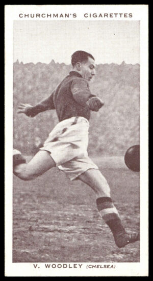 Churchman - 'Association Footballers' (1938) - #48 - V. Woodley (Chelsea) Churchman - 'Association Footballers' (1938) - #48 - V. Woodley (Chelsea)