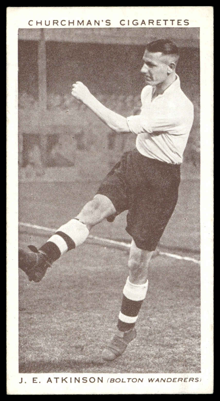 Churchman - 'Association Footballers (S2)' (1939) - #3 - J.E. Atkinson (Bolton Wanderers) Churchman - 'Association Footballers (S2)' (1939) - #3 - J.E. Atkinson (Bolton Wanderers)