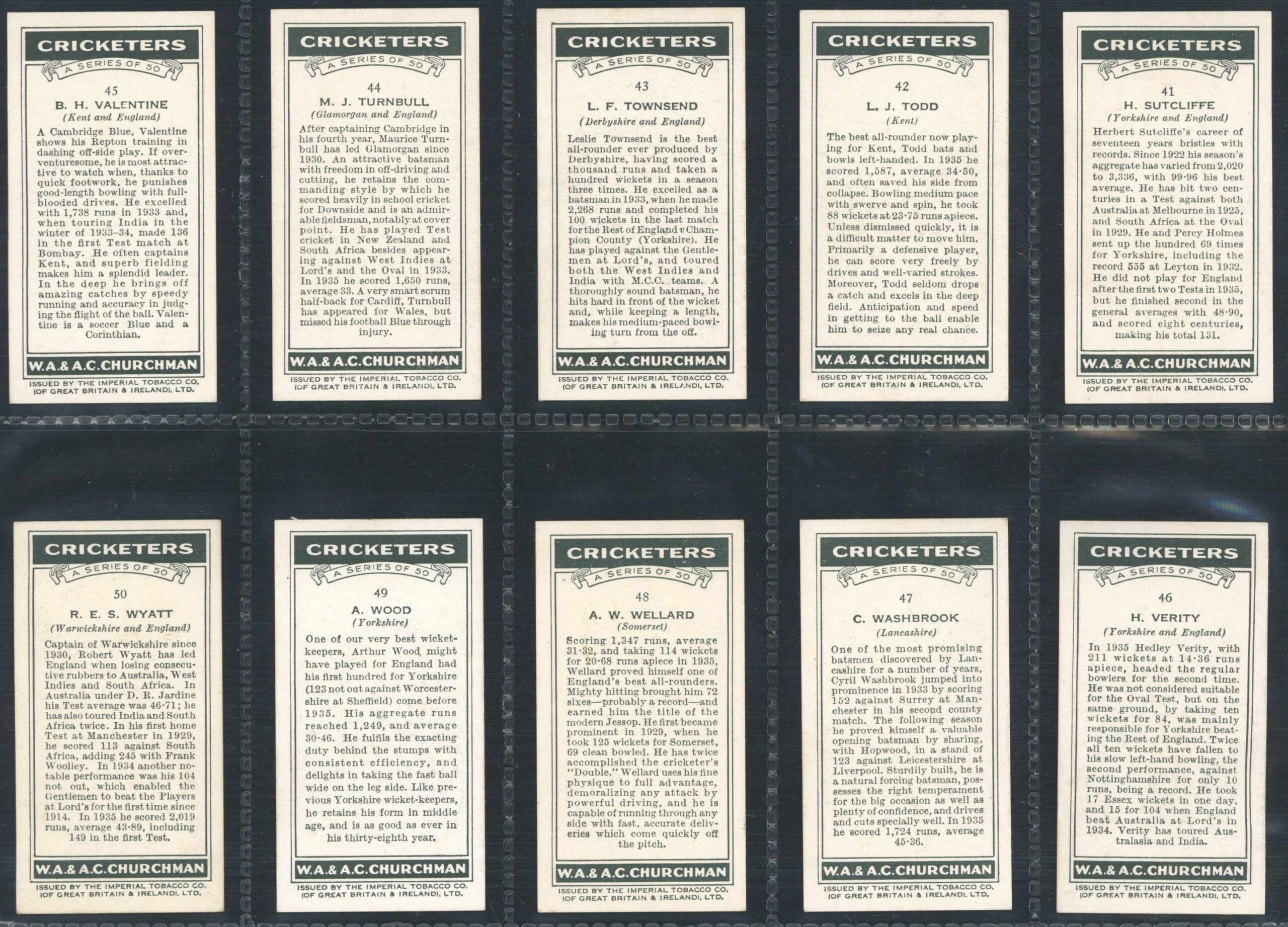 Churchman - 'Cricketers' (1936) - Complete Set Churchman - 'Cricketers' (1936) - Complete Set