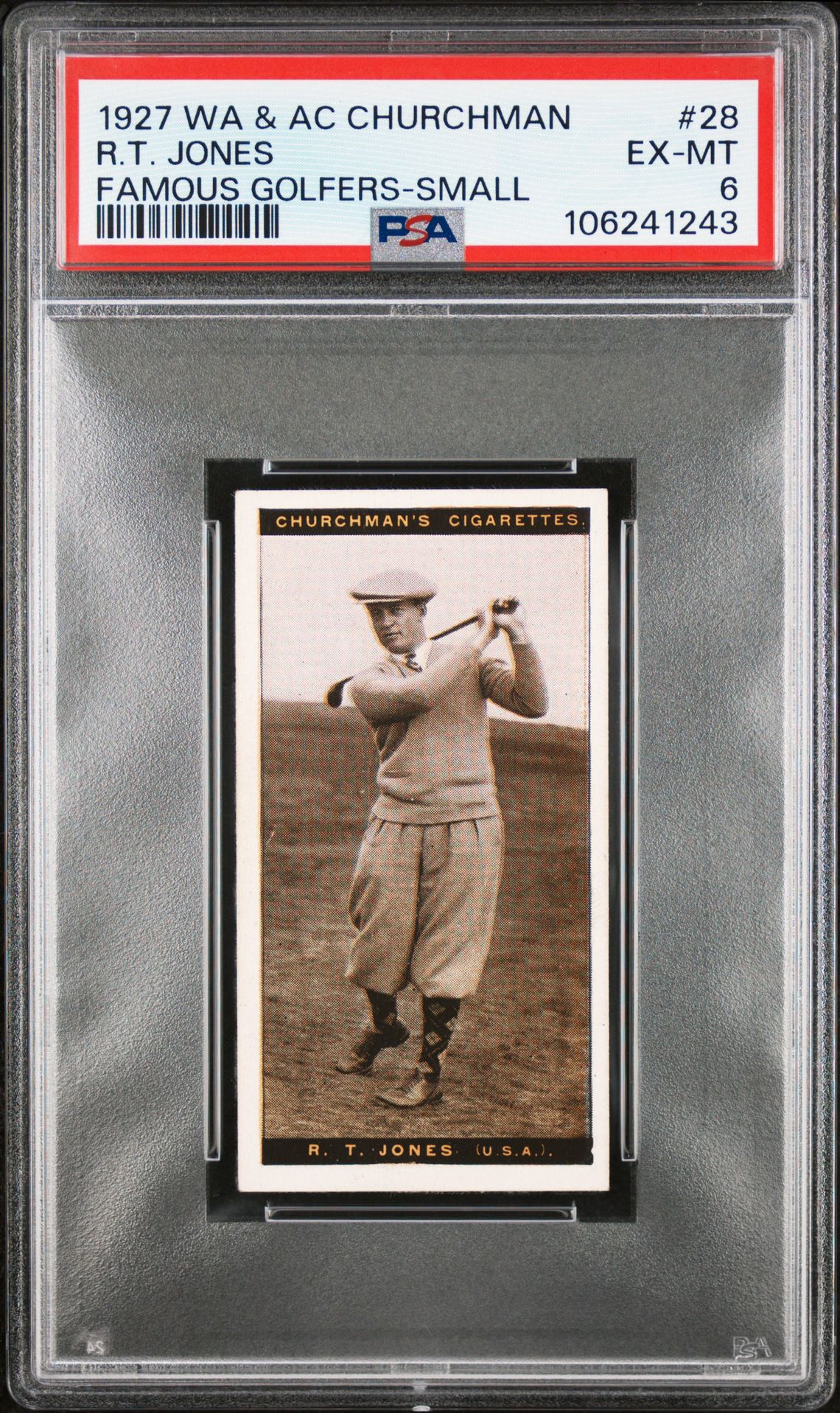 Churchman - 'Famous Golfers' (1927) - Robert Tyre Jones **PSA6** Churchman - 'Famous Golfers' (1927) - Robert Tyre Jones **PSA6**