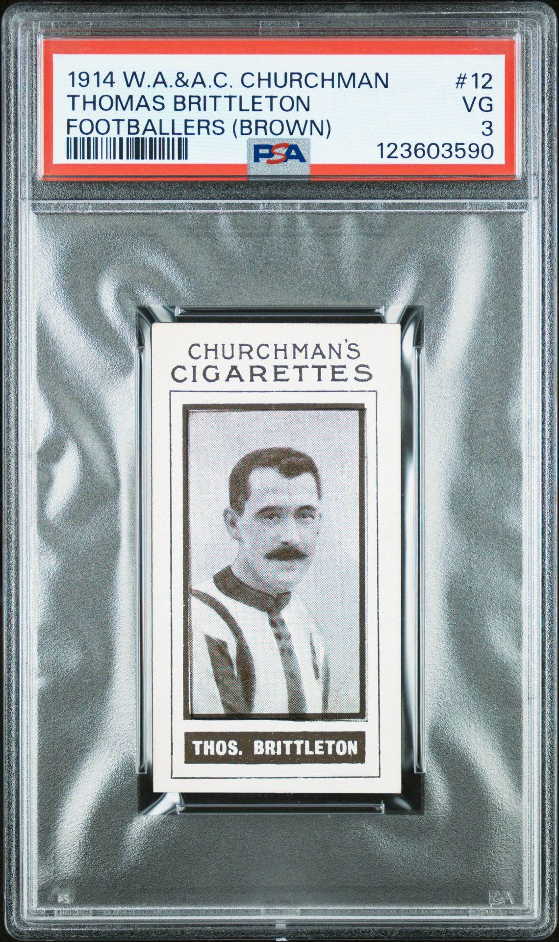 Churchman - 'Footballers (Photogravure)' (1914) - Thos. Brittleton (Sheffield Weds) **PSA3** Churchman - 'Footballers (Photogravure)' (1914) - Thos. Brittleton (Sheffield Weds) **PSA3**