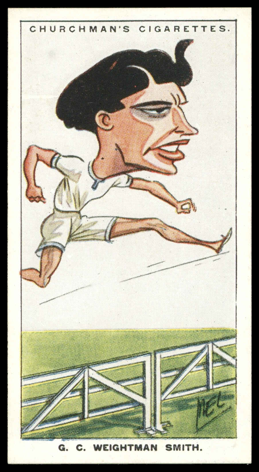 Churchman - 'Men of the Moment in Sport' (1928) - #6 - G.C. Weightman Smith (Hurdles) Churchman - 'Men of the Moment in Sport' (1928) - #6 - G.C. Weightman Smith (Hurdles)