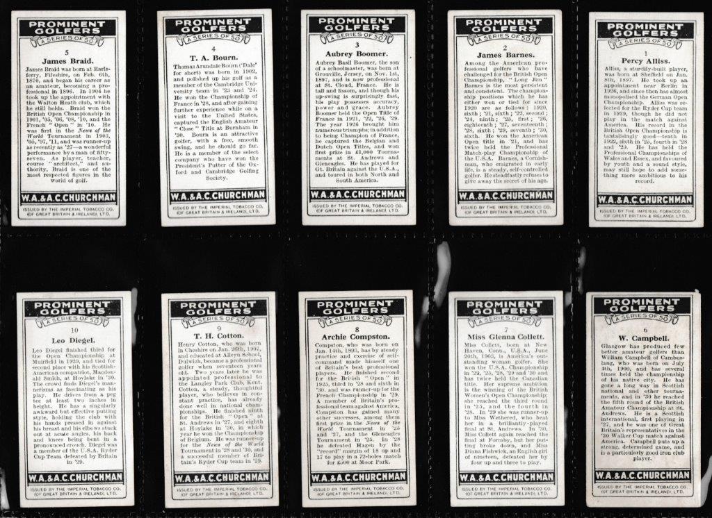 Churchman (W.A. & A.C) - 'Prominent Golfers' - (1931) - Complete Set Churchman (W.A. & A.C) - 'Prominent Golfers' - (1931) - Complete Set