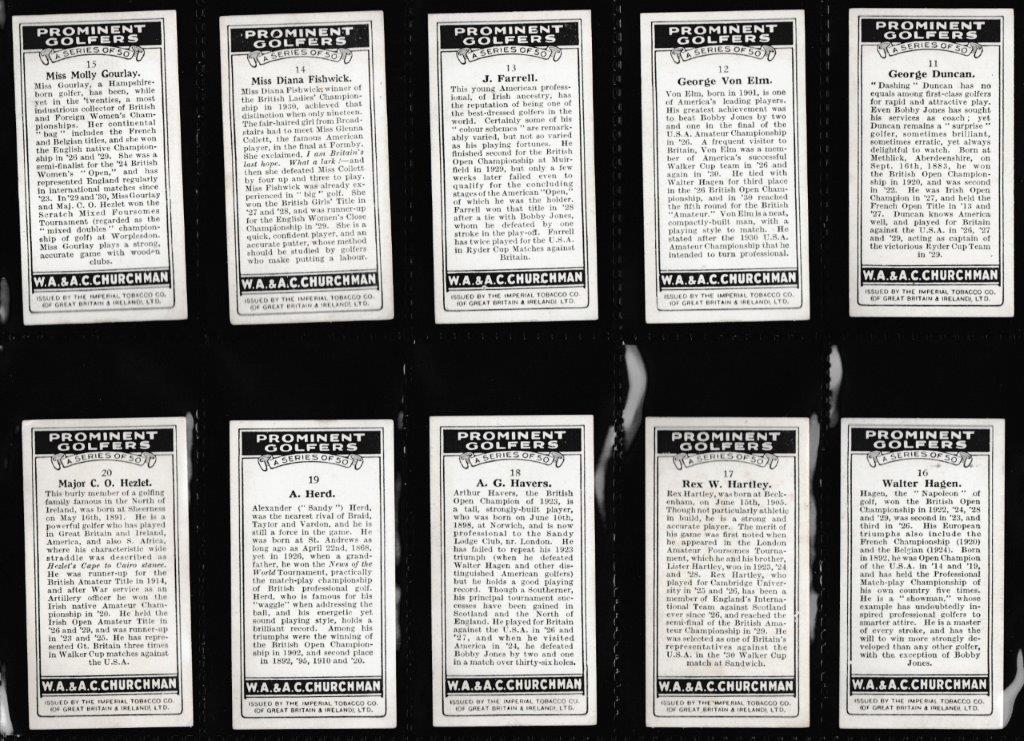 Churchman (W.A. & A.C) - 'Prominent Golfers' - (1931) - Complete Set Churchman (W.A. & A.C) - 'Prominent Golfers' - (1931) - Complete Set