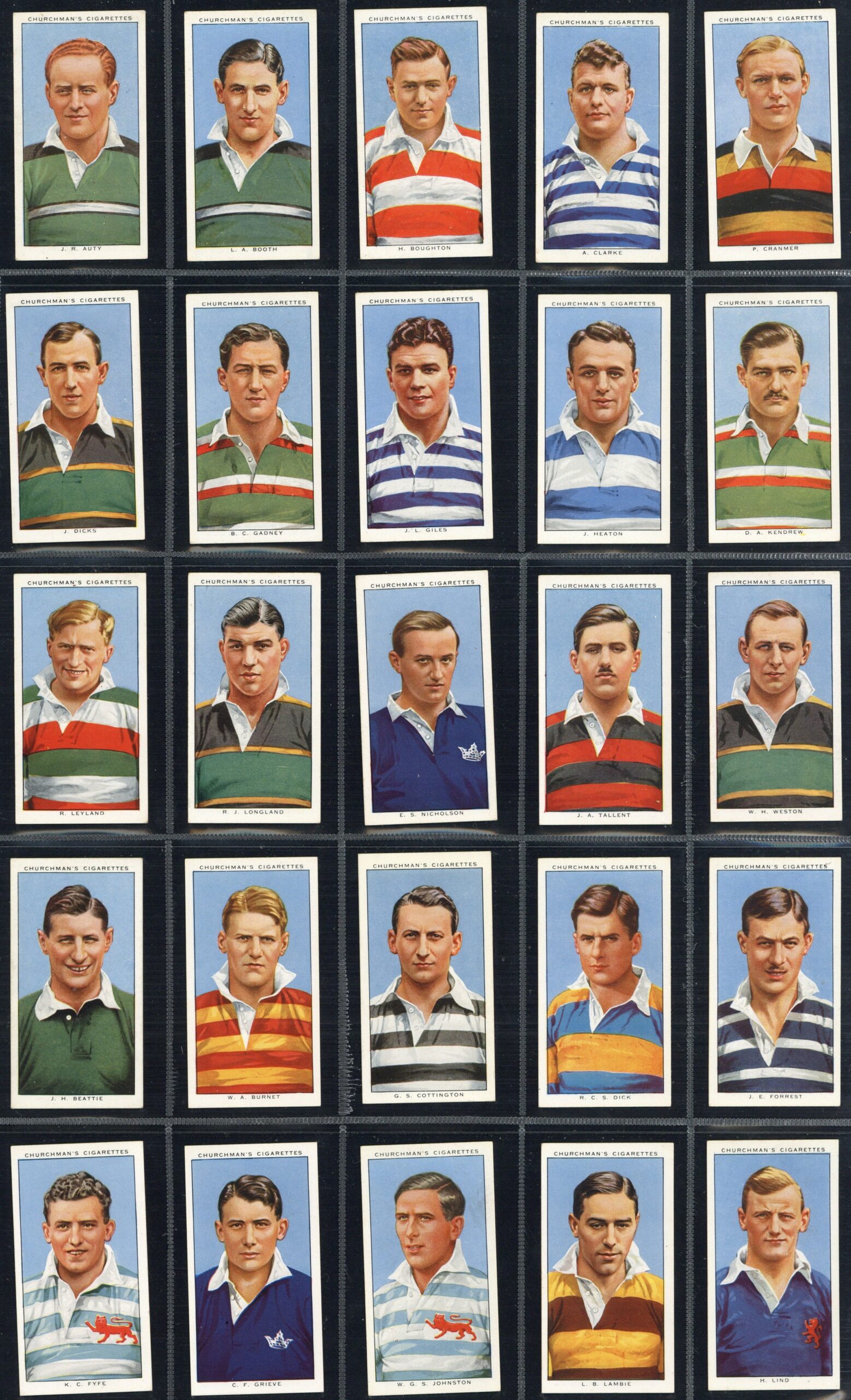 Churchman - 'Rugby Internationals' (1935) - Complete Set Churchman - 'Rugby Internationals' (1935) - Complete Set