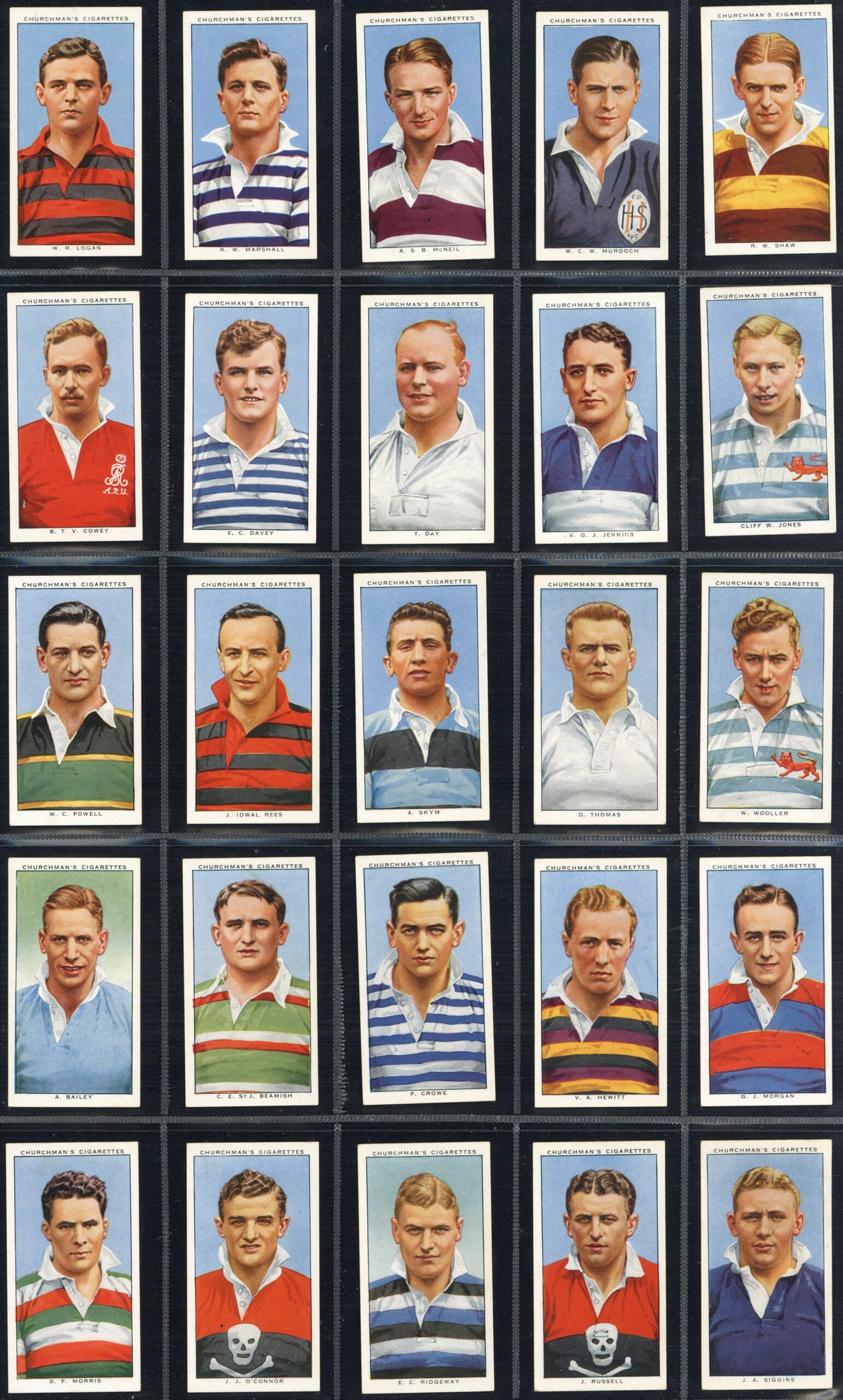 Churchman - 'Rugby Internationals' (1935) - Complete Set Churchman - 'Rugby Internationals' (1935) - Complete Set