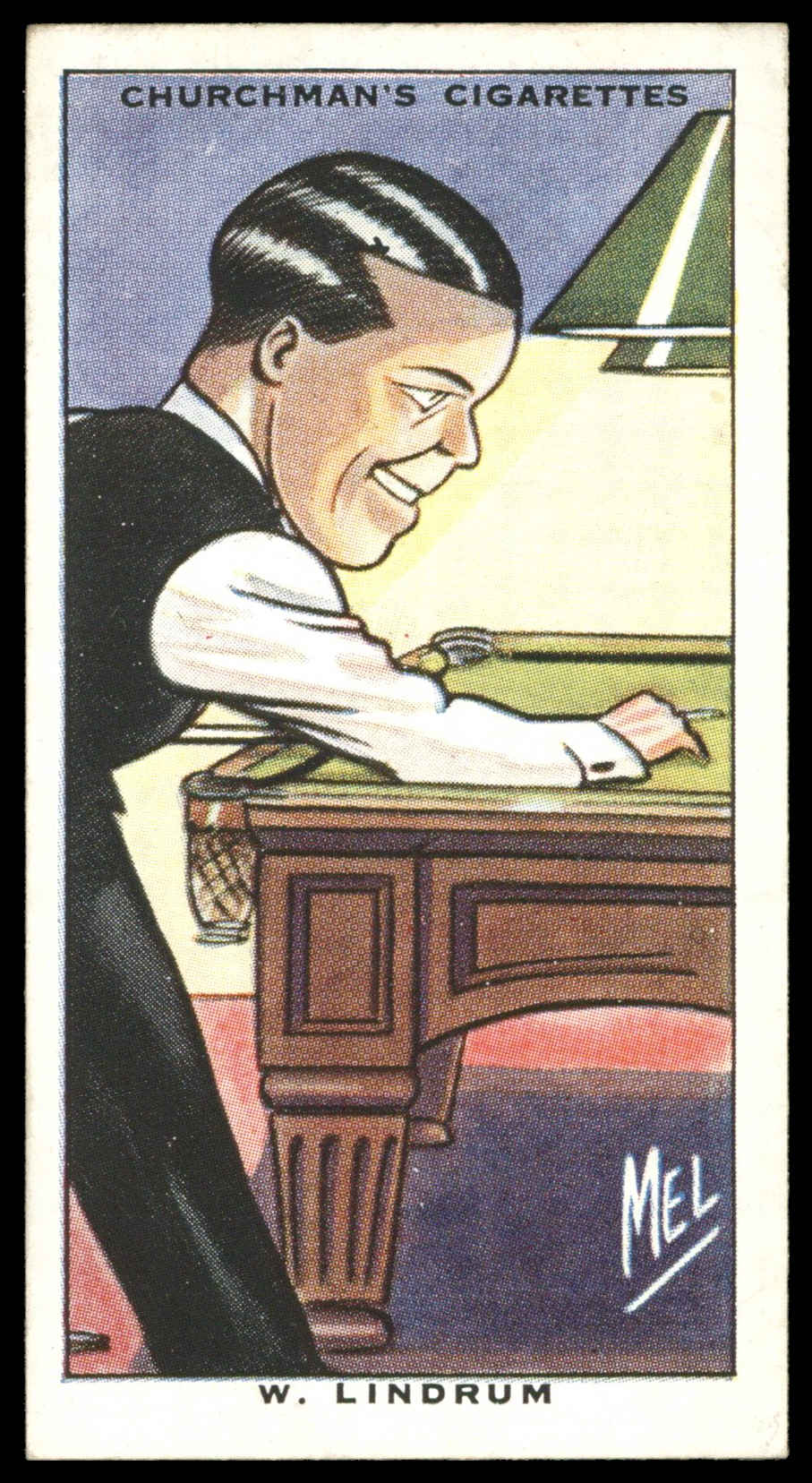 Churchman - 'Sporting Celebrities' (1931) - #9 - W. Lindrum (Billiards) Churchman - 'Sporting Celebrities' (1931) - #9 - W. Lindrum (Billiards)