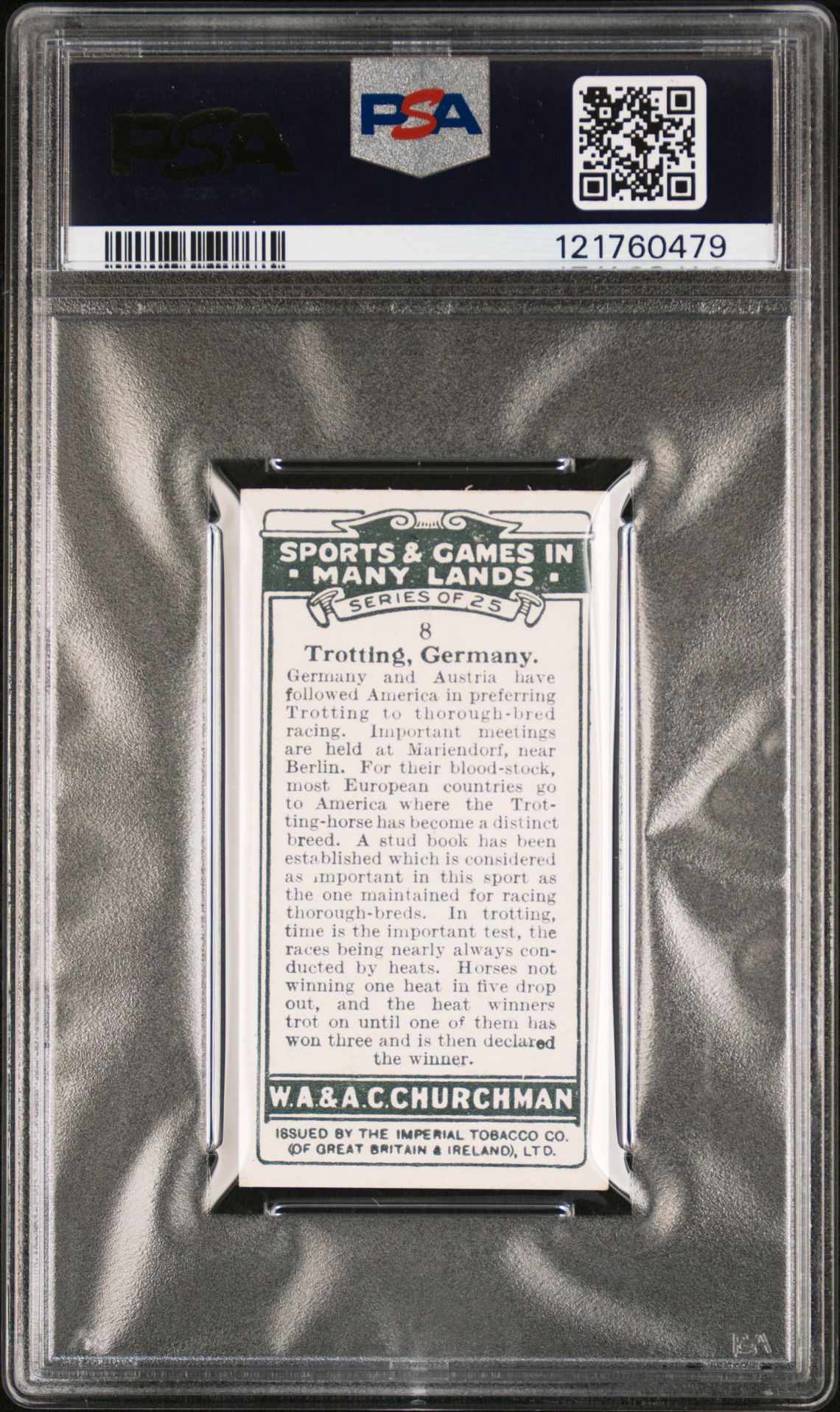 Churchman - 'Sports & Games in Many Lands' (1929) - Trotting - Germany **PSA5** Churchman - 'Sports & Games in Many Lands' (1929) - Trotting - Germany **PSA5**