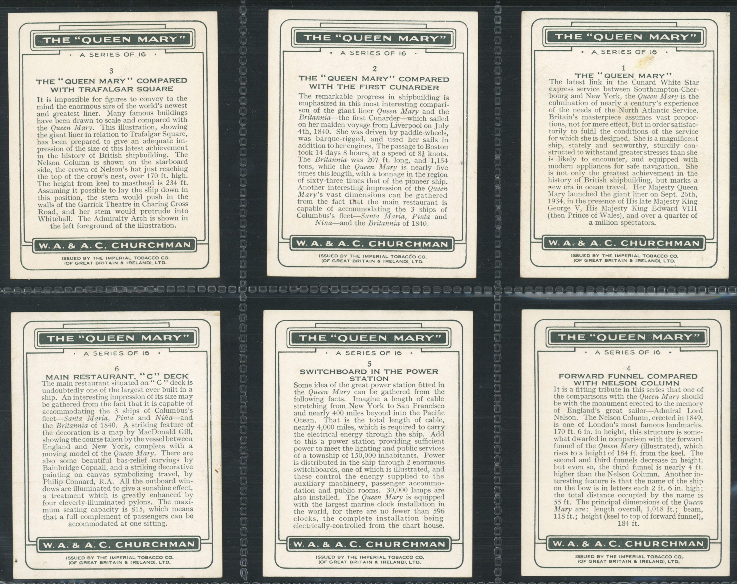 Churchman's - 'Queen Mary (Large)' Complete Set (1936) Churchman's - 'Queen Mary (Large)' Complete Set (1936)
